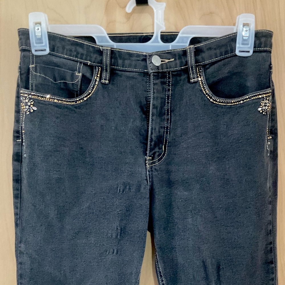 Christine Alexander Crystal Black Denim Wash Jeans - VGUC